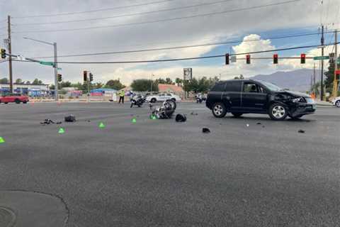 Motorcycle and SUV collide in North Las Vegas