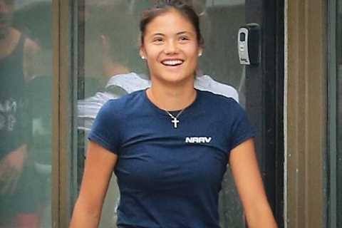 Tennis pro Emma Raducanu was spotted beaming in New York after losing the US Open