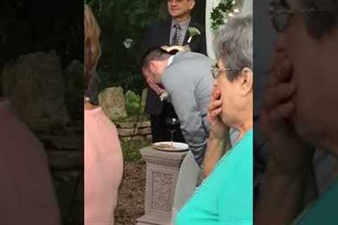 Groom overcome with emotion at the altar