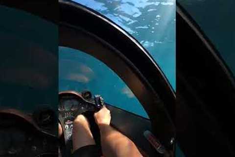 Riding in a semi submersible shark boat