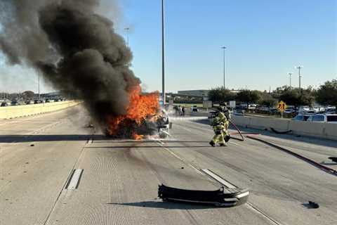 One person hurt in fiery car accident on Highway 290