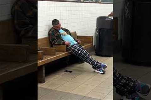 Rat takes advantage of sleeping man on NYC subway