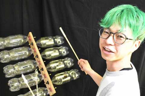 Speculative artist from the Nagoya area offers instruments made from plastic bottles