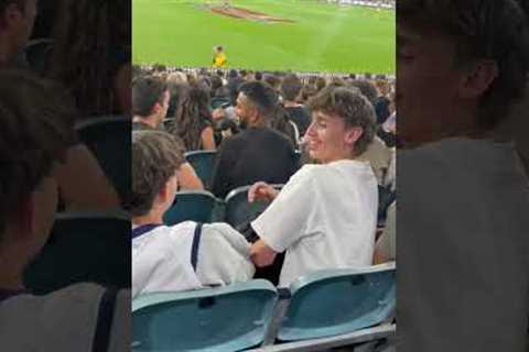 Australian woman has some fun at a football game