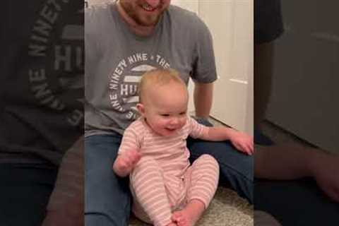 Cute Baby Laughs Hysterically At Ostrich Puppet