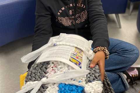 Oberlin grade school trainees gather plastic bags to assist with Empathy Carpets – Early Morning..