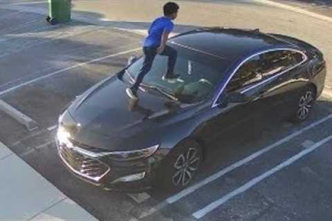 SECURITY CAMERA CAUGHT KIDS JUMPING ON CARS