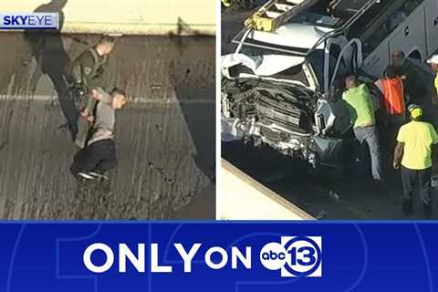 Houston police chase and wrong-way crash blocks Katy Freeway-to-West Loop ramp;  suspect under..