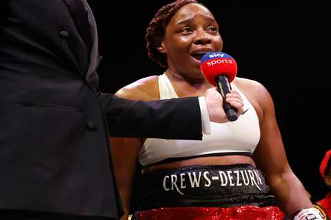 Franchón Crews-Dezurn sings USA national anthem HERSELF before undisputed title fight against..