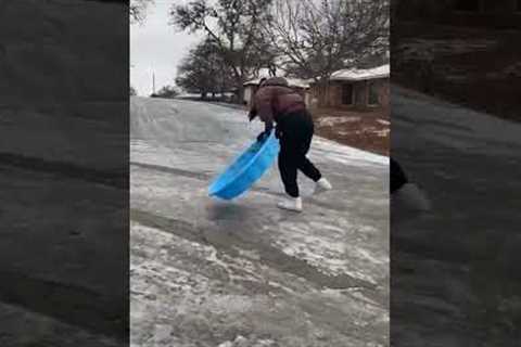 Girl's sledding plans foiled by slippery ice