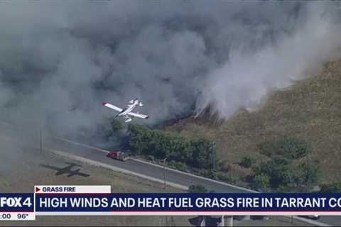 Tarrant County grass fire sparked by construction crew