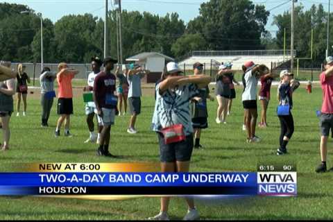 Houston High students prepare under hot sun for the upcoming marching band season