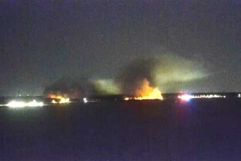 Firefighters working to put out massive flames in Waveland