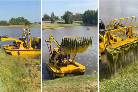 Watch: This “Skid Steer on Water” Removes Weeds from Public Fishing Areas