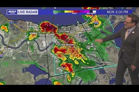 Heavy rainfall brings street flooding, power outages in New Orleans Monday evening