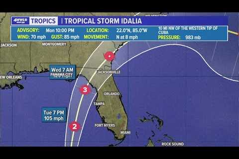 Monday 10PM Tropical Update: Idalia expected to strengthen as storm continues approach to U.S.