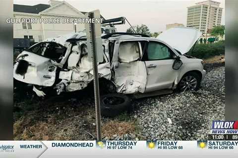 Empty car struck by train in Gulfport