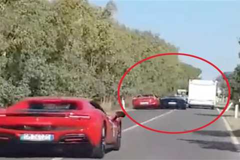 Two burn to death in supercar tour crash as Ferrari and Lamborghini smash into camper van during..