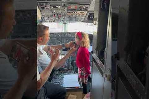 Adorable daughters do the flight announcements