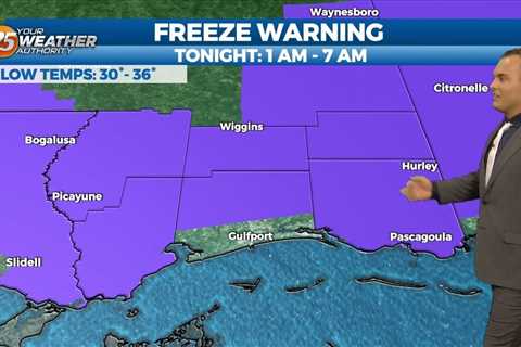 11/28 – Jeff’s “Freeze Warning Overnight” Tuesday Afternoon Forecast