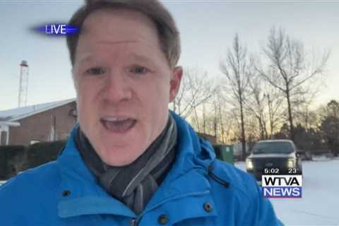 Matt Laubhan takes a sled ride down the WTVA 9 News driveway