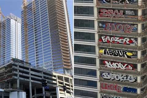 Graffiti gang tags 27 floors of $1bn US skyscraper left abandoned since 2019 after developers ran..