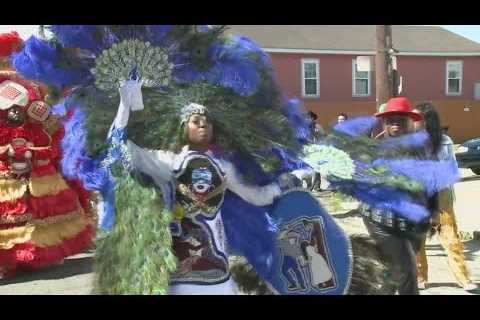 Black masking Indians celebrate Mardi Gras