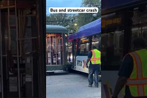 Bus and street car crash into each other in New Orleans #neworleans