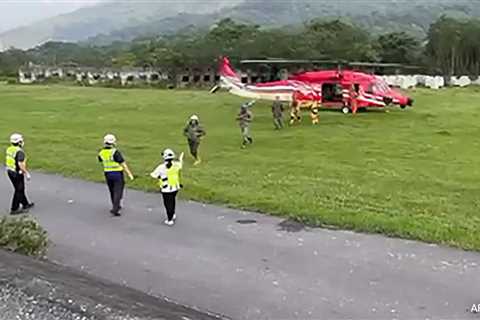 Helicopter Plucks Miners To Safety As Taiwan Searches For Missing After Quake