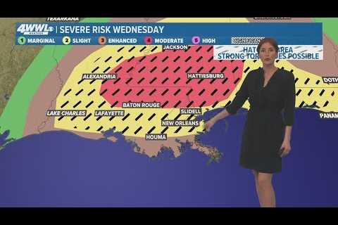 New Orleans Weather: Increased threat of tornadoes, high winds and downpours Wednesday