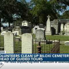 Volunteers clean up Biloxi Cemetery ahead of guided tours