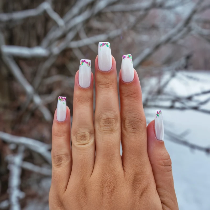 Embrace the Chill this winter with White Nails with Color Tips - Gloss and Vibes