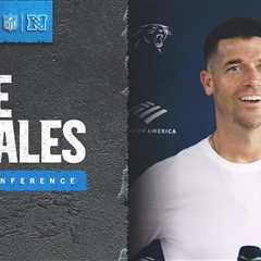 Dave Canales speaks after joint practice with Houston Texans