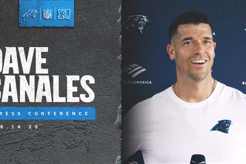 Dave Canales speaks after joint practice with Houston Texans