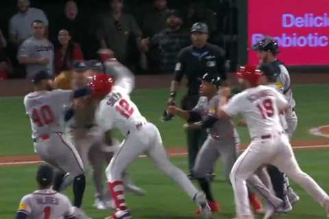 WATCH: Benches Clear as Angels Hitter Jorge Soler Charges Mound and Brawls with Braves Pitcher..